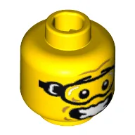 Minifig Head Skydiver, Goggles, Open Mouth and Scared Print [Blocked Open Stud] / Yellow