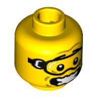 Lego Minifig Head Skydiver, Goggles, Open Mouth and Scared Print [Blocked Open Stud] / Yellow