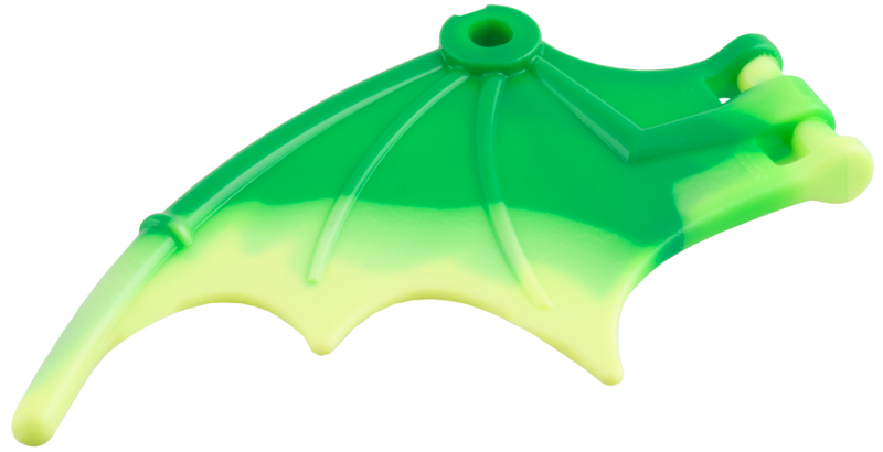 Lego Dragon Wing 8 1/4 x 5 with Marbled Lime and Yellowish Green Trailing Edge Pattern