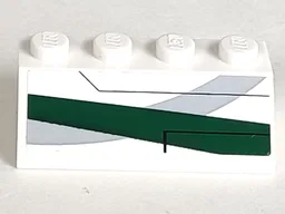 Slope 45 2 x 4 with Light Bluish Gray Curve and Dark Green Stripe Pattern Model Left Side (Sticker) - Set 7868