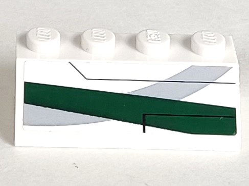 Lego Slope 45 2 x 4 with Light Bluish Gray Curve and Dark Green Stripe Pattern Model Left Side (Sticker) - Set 7868