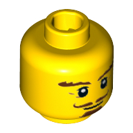Lego Minifig Head Classic King, Beard Reddish Brown, Goatee, Curly Moustache, Bushy Eyebrows, Thin Smile Print [Hollow Stud] / Yellow