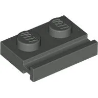 Plate Special 1 x 2 with Door Rail / Dark Gray