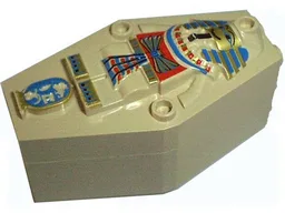 Container, Coffin with Tan Mummy Relief Colorful Pattern Lid (Sarcophagus)