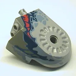 Animal Body Part, Dinosaur Body Quarter with Pin Holes, Dark Gray/Sand Blue/Dark Blue/Red Print / Light Gray