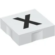 Duplo Tile 2 x 2 with Capital 'X' Print / White