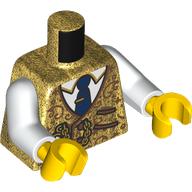 Lego Torso Conductor Uniform, Gold Jacket, Pocket Watch on Chain, White Shirt, Dark Blue Tie with Clip print, White Arms, Yellow Hands / Pearl Gold
