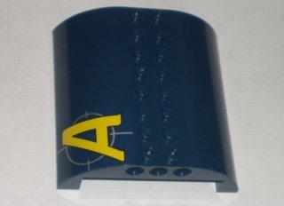 Lego Slope, Curved 8 x 8 x 2 Double with Agents Logo Pattern Right (Sticker) - Set 8971