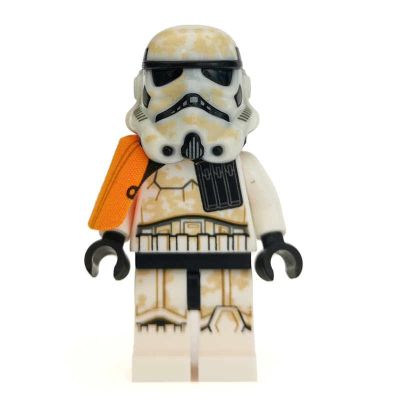 Lego Sandtrooper Squad Leader / Captain, Orange Pauldron, Neck Bracket, Dual Molded Helmet, Open Mouth