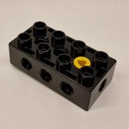 Duplo Toolo Brick 2 x 4 with Holes on Sides and Top and 1 Screw in Top / Black