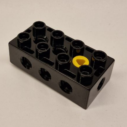 Lego Duplo Toolo Brick 2 x 4 with Holes on Sides and Top and 1 Screw in Top / Black