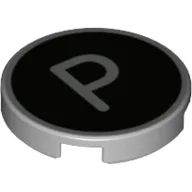 Tile Round 2 x 2 with 'P' on Black Background Print