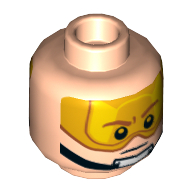 Lego Minifig Head Luke Skywalker, Orange Visor, Brown Eyebrows, Chin Strap, Visor Down / Visor Up Print / Light Nougat