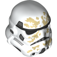 Lego Helmet Stormtrooper Dual Molded, Black with Tan Dirt Stains Print / White