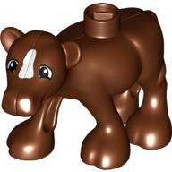 Lego Duplo Animal Cow Baby (Calf) Front Leg Forward with White Blaze Print / Reddish Brown