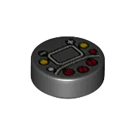 Tile Round 1 x 1 with Screen, Red/Yellow/Black Buttons/Racing Steer Controls Print / Black