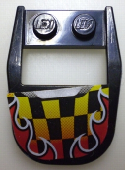 Lego Wedge 4 x 3 Cut Back with Cutout, 2 Studs with Flames and Checkered Pattern (Sticker) - Set 8648