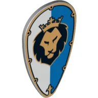 Shield Ovoid with Lion Head on White and Blue Print