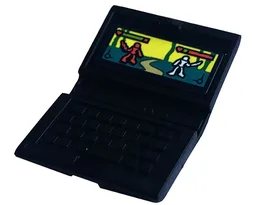 Minifigure, Utensil Computer Laptop with Screen, Characters with Swords and Health Bars in Video Game Pattern (Sticker) - Set 41755