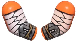 Arm, (Matching Left and Right) Pair with White Wrappings and Silver Bracers Pattern / Orange