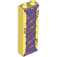 Brick 1 x 2 x 5 with Column, See Weed, Bubbles Print / Bright Light Yellow