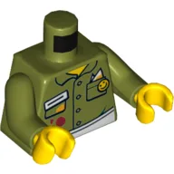 Torso Shirt, with Stains and Apron Print, Olive Green Arms, Yellow Hands / Olive Green