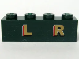 Brick 1 x 4 with Gold 'L R' Pattern (Sticker) - Set 10194