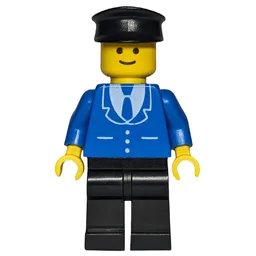 Man, Blue Jacket with Tie and Three Buttons, Black Legs, Black Hat