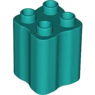 Duplo Brick 2 x 2 x 2 with Indented Sides (Tree Trunk) / Dark Turquoise