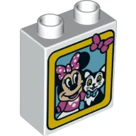 Duplo Brick 1 x 2 x 2 with Minnie Mouse and Cat in Yellow Board Print