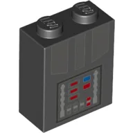 Brick 1 x 2 x 2 with Darth Vader Control Panel Print / Black