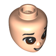 Lego Minidoll Head Reddish Brown Eyes, Open Mouth / Light Nougat