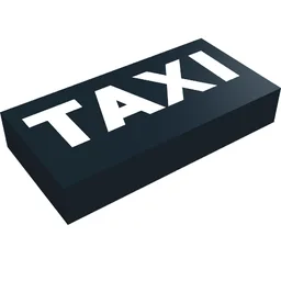 Tile 1 x 2 with White 'TAXI' Print / Black