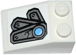 Slope 33 3 x 2 with Cracked Armor Plate and Bright Light Blue Light Pattern Model Left Side (Sticker) - Set 70748
