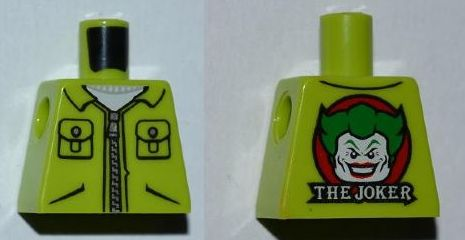Lego Torso Batman Jacket with Pockets and Zipper, Joker Head on Red Circle and 'THE JOKER' on Back Pattern