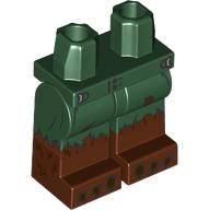 Lego Hips with Dark Green Legs and Reddish Brown Boots Pattern, Dark Green Torn Shorts, Dark Brown Fur, Claws print / Dark Green