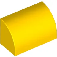 Brick Curved 1 x 2 x 1 No Studs / Yellow