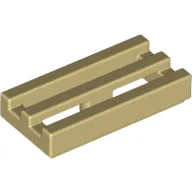 Tile Special 1 x 2 Grille with Bottom Groove / Tan