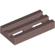 Tile Special 1 x 2 Grille with Bottom Groove / Sand Red