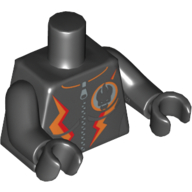 Lego Torso Jacket with Agents Villain Logo and Orange Stripes Print, Black Arms and Hands / Black