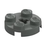 Lego Plate Round 2 x 2 with Axle Hole Type 1 (+ Opening) / Dark Gray