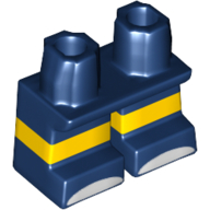 Lego Legs Short with Yellow Stripe Pattern, White Toes Print [Multi Color Injection] / Dark Blue