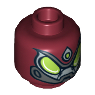 Lego Minifig Head Beetle, Large Lime Eyes and Metal Jaw Print / Dark Red