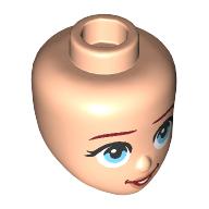 Lego Minidoll Head, Dark Red Eyebrows, Bright Light Blue Eyes, Looking Up / Light Nougat