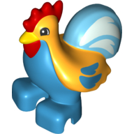 Lego Duplo Animal Rooster with Bright Light Orange Top and Medium Azure Tail Print / Bright Light Orange