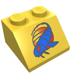 Brick Sloped 45° 2 x 2 with SW Blue Segmented Fish Print / Yellow