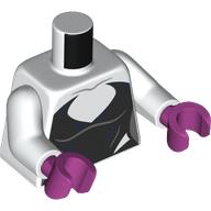 Lego Torso Jumpsuit, Black Panels Print (Spider Girl/Gwen), White Arms, Magenta Hands / White