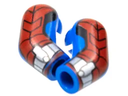 Arm, (Matching Left and Right) Pair with Red Armor, Silver Cuff Pattern / Blue