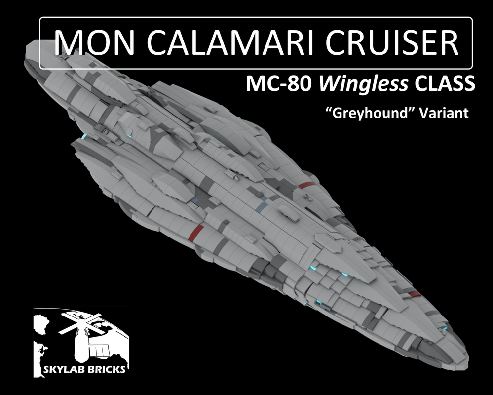Lego Rebel Alliance Mon Calamari MC-80 "Wingless" Class Heavy Battle Cruiser - Greyhound Variant