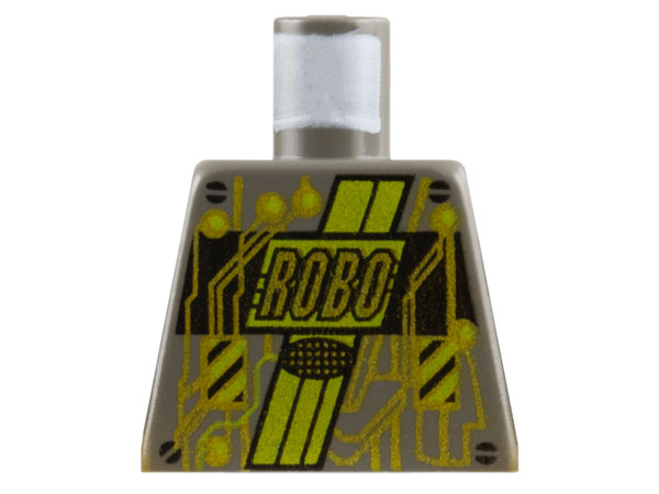 Lego Torso Space RoboForce with Gold 'ROBO' and Circuitry, Neon Green Stripes, Black Panel and Screws Pattern